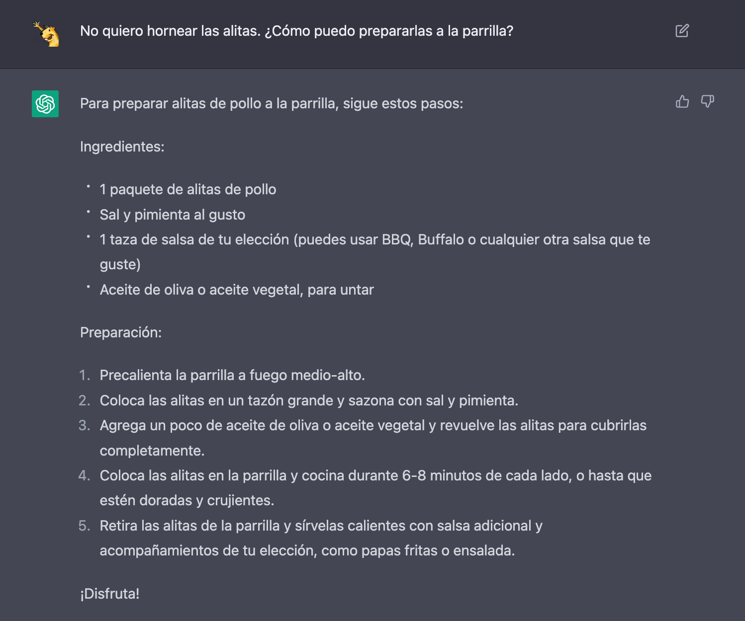 variación de receta alitas de pollo en chatgtp